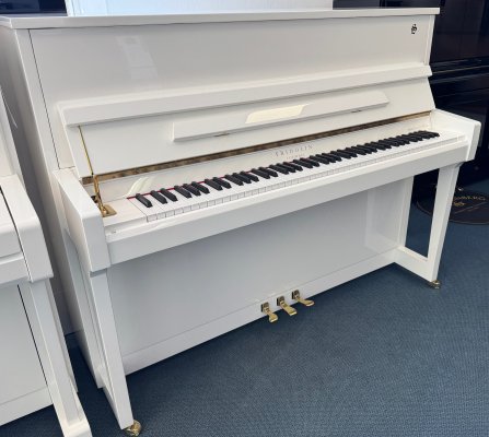 Preview: Angebot der Woche – neues Schimmel Klavier F 121 Tradition in Weiss poliert