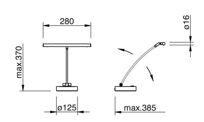 Jahn Klavierleuchte; Rondo; geschwungen; Chrome poliert; 2 x LED, 3,5 W; 2700 K, warmweiß